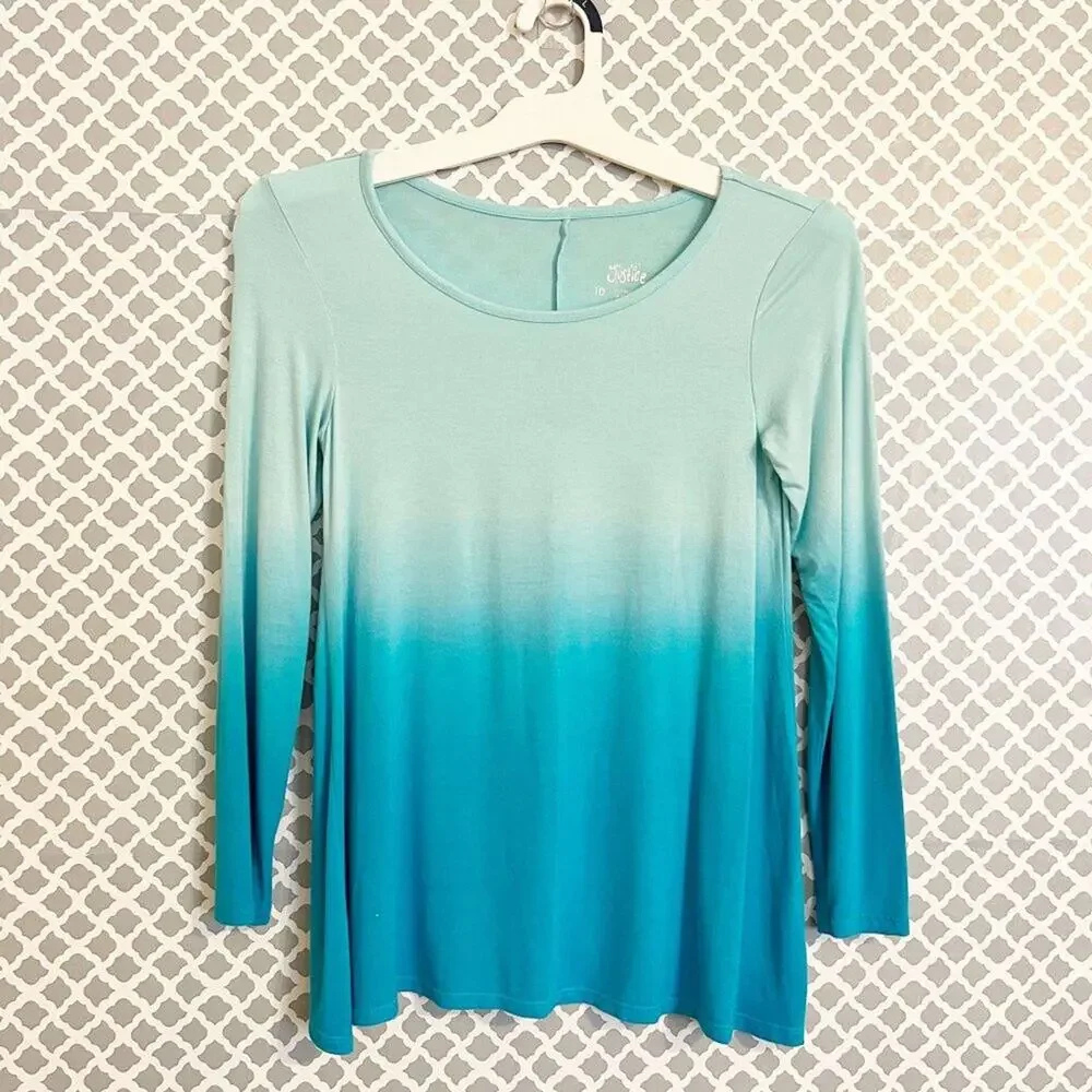 Girls Ombre Blue Top JUSTICE Long Sleeve Size 10